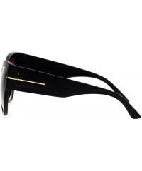 Cat Eye Womens Thick Plastic Arm Horn Rim Cat Eye Sunglasses - Dark Wood - CQ12DUJWHKZ $10.27