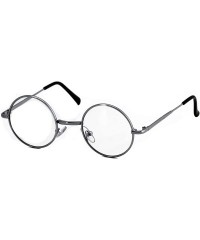 Round John Lennon Hipster Fashion Sunglasses Small Metal Round Circle Elton Style - Purple and Silver Clear - CU18I2UQRTO $10.81