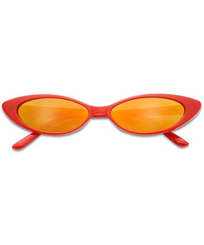 Square Mini Vintage Retro Extra Narrow Oval Round Skinny Cat Eye Sun Glasses Clout Goggles - C118CLU4IR4 $21.98