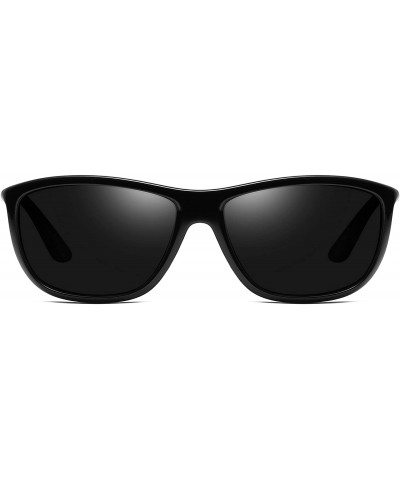 Goggle Classic Oval Polarized Sunglasses for Men Driving Travel Goggles Outdoor Eyewear - Black Red Frame/Grey Lens - CC18WM5...