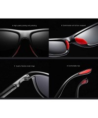 Goggle Classic Oval Polarized Sunglasses for Men Driving Travel Goggles Outdoor Eyewear - Black Red Frame/Grey Lens - CC18WM5...