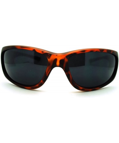 Rectangular Oval Rectangular Sunglasses Men's Wrap Around Biker Cross - Matte Tort - CN11N4BW4CB $9.93