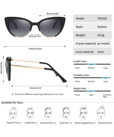 Wrap Women's Cat Eye Lightweight Modern Polarized Polycarbonate Metal UV400 Protection Sunglasses - CC18ESOAQ2I $20.24