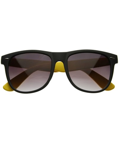 Wayfarer Retro Bright Neon Two Tone Dual Color Assorted Retro Horn Rimmed Sunglasses (Black-Yellow) - C5116Q2OL9T $20.25