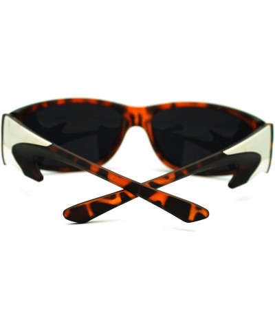 Rectangular Oval Rectangular Sunglasses Men's Wrap Around Biker Cross - Matte Tort - CN11N4BW4CB $19.35