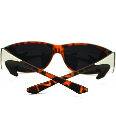 Rectangular Oval Rectangular Sunglasses Men's Wrap Around Biker Cross - Matte Tort - CN11N4BW4CB $9.93