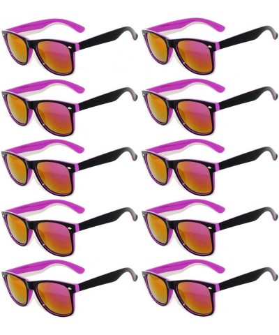 Rectangular Retro Vintage Two Tone Sunglasses Multicolor Mirror Lens 10 Pairs - 10 Pairs_purple - CY184QRTSRA $29.44