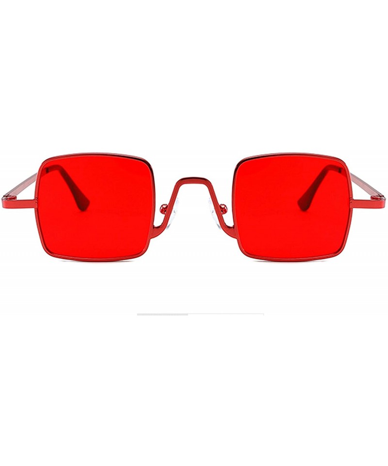 Sport Classic style Square Sunglasses for Men or Women metal PC UV 400 Protection Sunglasses - Red - CC18SARE9RK $24.93