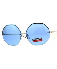 Rectangular Oversize Womens Pop Color Octagonal Rimless Hippie Sunglasses - Blue - CT180TGC987 $10.60