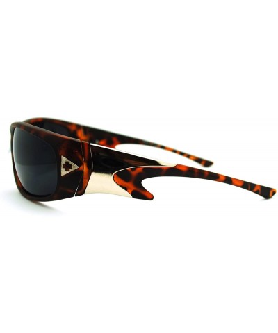 Rectangular Oval Rectangular Sunglasses Men's Wrap Around Biker Cross - Matte Tort - CN11N4BW4CB $19.35