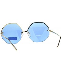 Rectangular Oversize Womens Pop Color Octagonal Rimless Hippie Sunglasses - Blue - CT180TGC987 $10.60