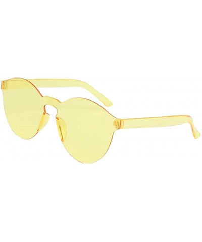 Wrap Designer Style Sunglasses Frameless Transparent Glasses Candy Color Couple Sunglasses - Yellow - C718TQU8Q7E $7.31