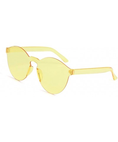 Wrap Designer Style Sunglasses Frameless Transparent Glasses Candy Color Couple Sunglasses - Yellow - C718TQU8Q7E $7.31