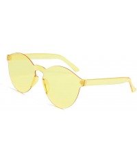 Wrap Designer Style Sunglasses Frameless Transparent Glasses Candy Color Couple Sunglasses - Yellow - C718TQU8Q7E $7.31