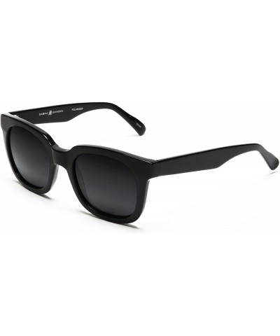 Oval Polarized Manhattan Horned Rim Fashion Sunglasses - Black - C212E0DXPEH $38.62