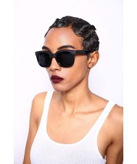 Oval Polarized Manhattan Horned Rim Fashion Sunglasses - Black - C212E0DXPEH $38.62
