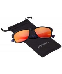Rectangular TR90 Vintage Polarized Sunglasses for Men Square Driving Sports Sun Glasses - Sand Black Frame/Mirrored Red Lens ...