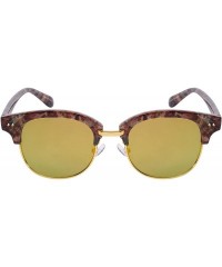 Semi-rimless Half Frame Sunglasses with Flat Color Mirrored Lens C2114MR-FLREV - Pink Marble - CC129ZD1HUV $12.47
