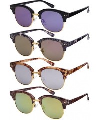 Semi-rimless Half Frame Sunglasses with Flat Color Mirrored Lens C2114MR-FLREV - Pink Marble - CC129ZD1HUV $12.47