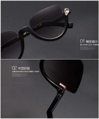 Cat Eye Polarized Half Frame Sunglasses-Retro Classic Cat Eyes Shade Glasses Eyewear - H - CS190OKMNYG $32.93