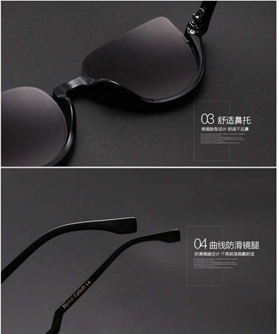 Cat Eye Polarized Half Frame Sunglasses-Retro Classic Cat Eyes Shade Glasses Eyewear - H - CS190OKMNYG $32.93