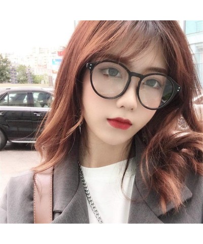 Round Women Round Plain Blue Light Blocking Glasses Clear Lens Eyeglasses Frame Clear Lens Sun Glasses-G - G - CJ1904R9DK9 $2...