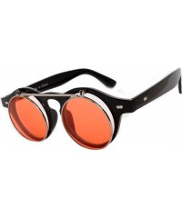 Round Steampunk Vintage Retro Round Circle Gothic Hippie Colored Plastic Frame Sunglasses Colored Lens - C6183QATZX0 $26.12
