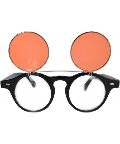 Round Steampunk Vintage Retro Round Circle Gothic Hippie Colored Plastic Frame Sunglasses Colored Lens - C6183QATZX0 $26.12