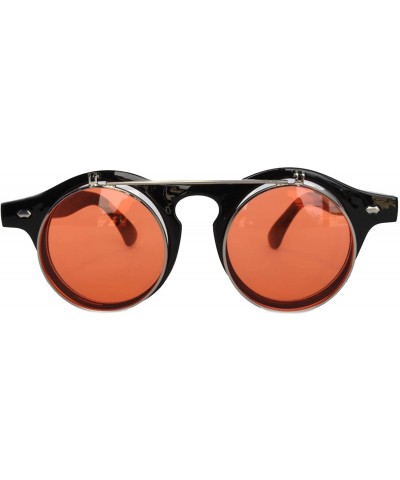 Round Steampunk Vintage Retro Round Circle Gothic Hippie Colored Plastic Frame Sunglasses Colored Lens - C6183QATZX0 $26.12