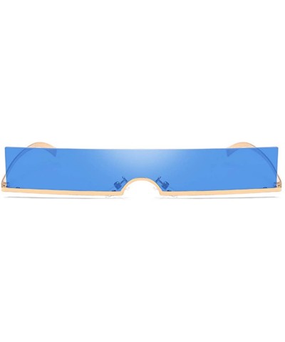 Rectangular Unisex Fashion Frameless Candy Colors Plastic Lenses Sunglasses UV400 - Blue - CR18N92N6MN $11.70