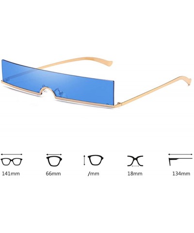 Rectangular Unisex Fashion Frameless Candy Colors Plastic Lenses Sunglasses UV400 - Blue - CR18N92N6MN $11.70