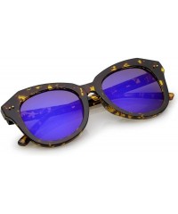 Cat Eye Women's Oversize Horn Rimmed Round Lens Cat Eye Sunglasses 52mm - Tortoise / Blue Mirror - CM12NT5VM8W $13.09