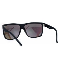 Sport Mens Color Mirrored Flat Top Large Rectangular Sport Plastic Sunglasses - Black Teal - CO12O0G7U9H $11.69