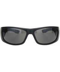 Oval Mens Locs Sunglasses Matte Black Oval Rectangle Wrap Around Brown Wood Pattern - CV19580UCAZ $12.28