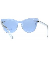 Shield Womens Unique Exposed Panel Lens Cat Eye Horn Rim Keyhole Sunglasses - Blue - CM189IR6Q7G $14.61