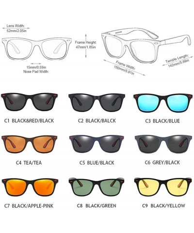 Square Polarized Sunglasses Classic Plastic Driving - Black Red Black - CA190RA5HR0 $67.92