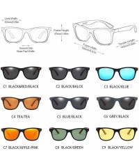 Square Polarized Sunglasses Classic Plastic Driving - Black Red Black - CA190RA5HR0 $67.92