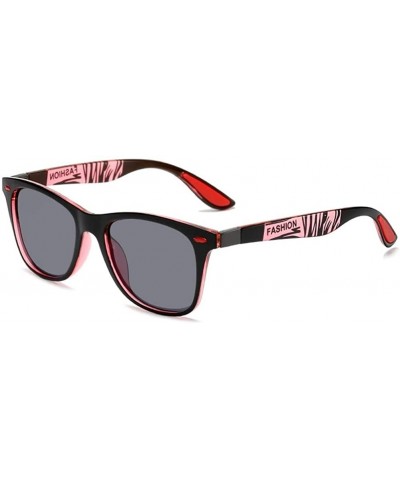 Square Classic Polarized Sunglasses Vintage - C3black Pink Grey - CW199L0H0D9 $21.35