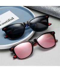 Square Classic Polarized Sunglasses Vintage - C3black Pink Grey - CW199L0H0D9 $11.96