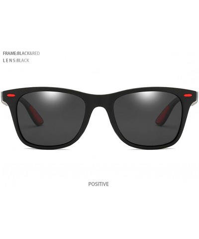 Square Polarized Sunglasses Classic Plastic Driving - Black Red Black - CA190RA5HR0 $39.69