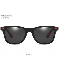 Square Polarized Sunglasses Classic Plastic Driving - Black Red Black - CA190RA5HR0 $67.92