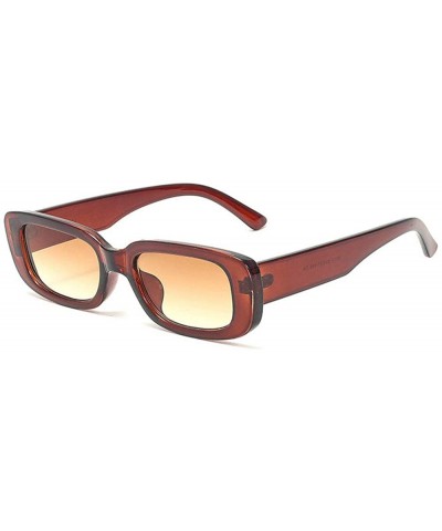 Rectangular 2019 New Style Brand Designer Sunglasses Men Women Vintage Ultralight Square Gradient Sunglasses with Box - Brown...
