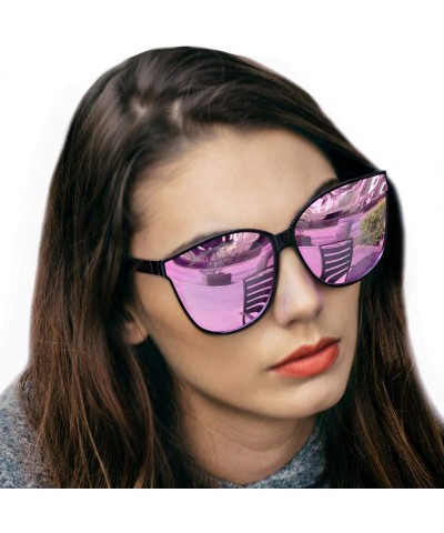 Oval Sunglasses Polarized Oversized Fashion - Pink - C218C5SM5TG $45.79