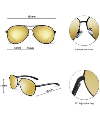 Rectangular Aviator Polarized Sunglasses for Men Women - Al-Mg Frame - Colorful Lens - Ultra Light - HOWARD & HANSON - C91929...