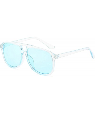 Oversized Vintage style Square Sunglasses for Men and Women AC PC UV400 Sunglasses - Blue - CZ18SZUGM7W $27.82