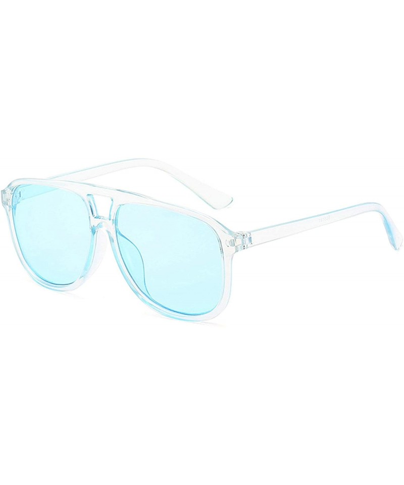 Oversized Vintage style Square Sunglasses for Men and Women AC PC UV400 Sunglasses - Blue - CZ18SZUGM7W $16.92
