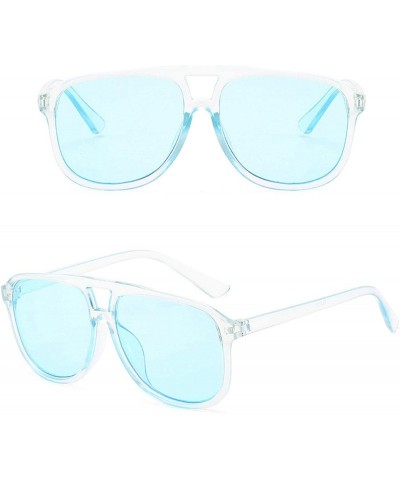 Oversized Vintage style Square Sunglasses for Men and Women AC PC UV400 Sunglasses - Blue - CZ18SZUGM7W $16.92