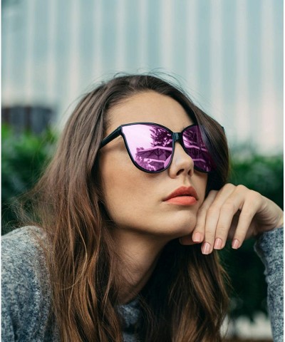 Oval Sunglasses Polarized Oversized Fashion - Pink - C218C5SM5TG $19.25