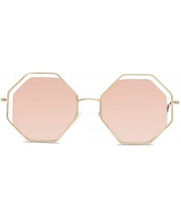 Butterfly Fashion Women sunglasses Hexagon - UV 400 Mirrored lenses - Gold + Pink - CI18G3O5E8C $9.71