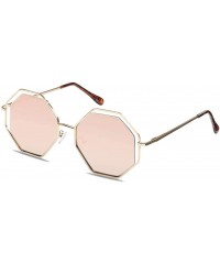 Butterfly Fashion Women sunglasses Hexagon - UV 400 Mirrored lenses - Gold + Pink - CI18G3O5E8C $9.71